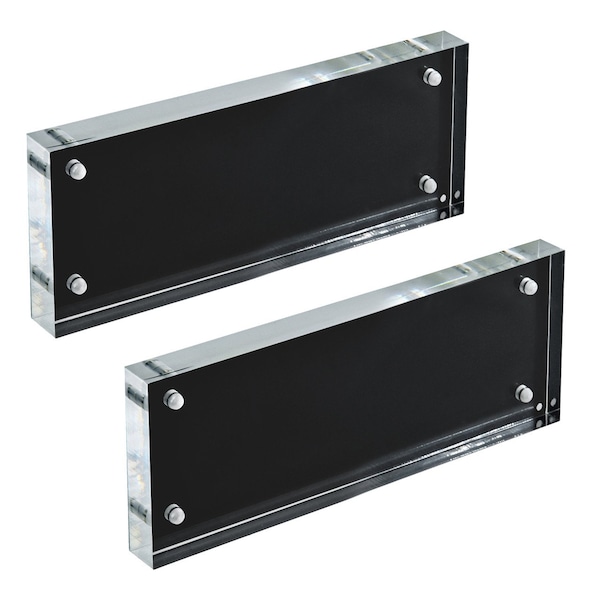 Azar Displays Black Acrylic Frame Block with Metal Back Plate 3 in. X 8 in., 2PK 104662-BLK-2PK - main